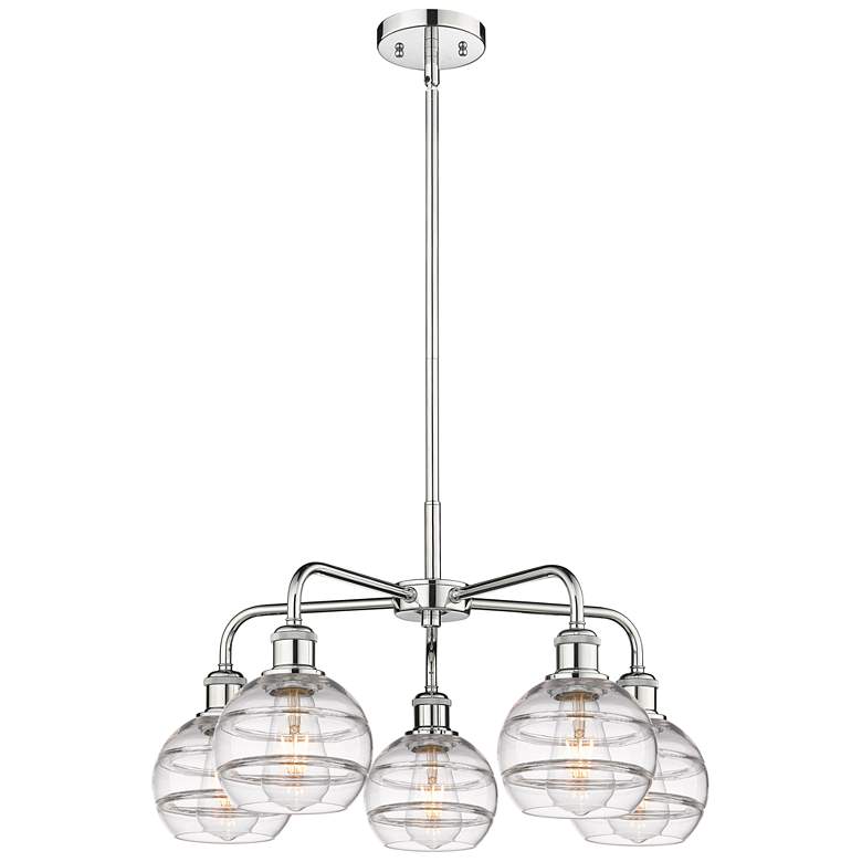 Image 1 Ballston Rochester 23.88"W 5-Light Chrome Stem Chandelier w/ Clear Sha