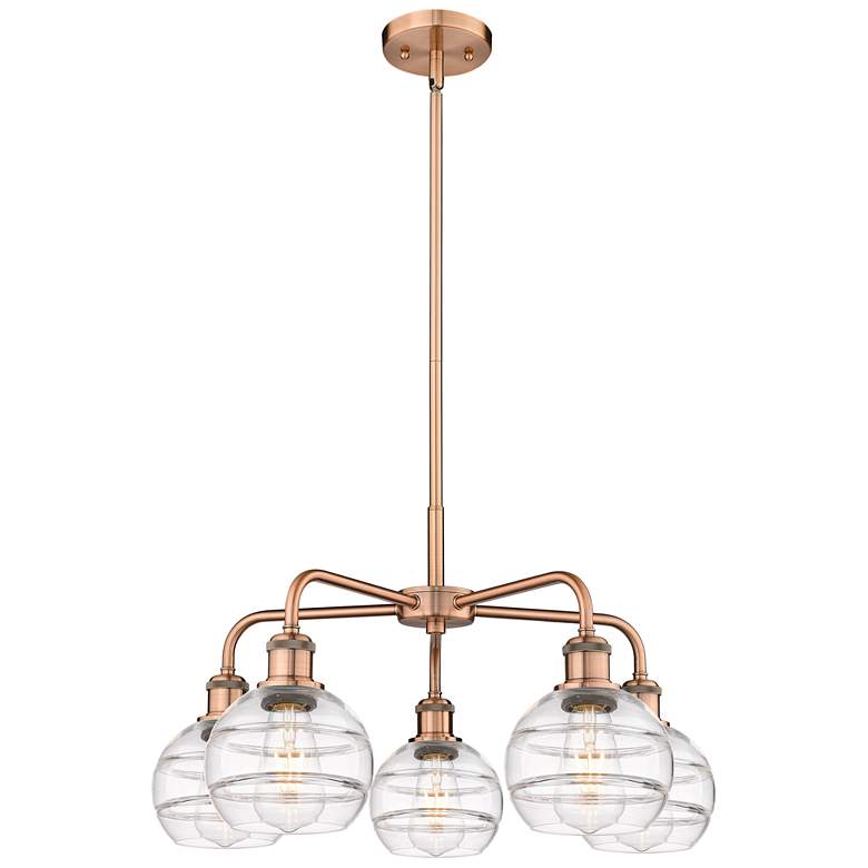 Image 1 Ballston Rochester 23.88"W 5-Light Copper Stem Chandelier w/ Clear Sha