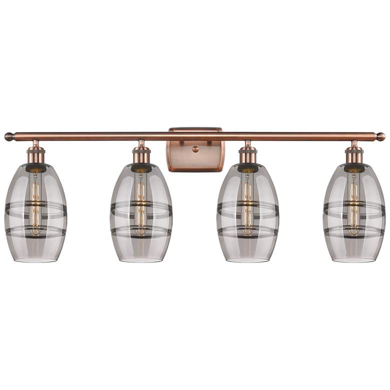 Image 1 Ballston Rochester 23.88"W 5-Light Copper Stem Chandelier w/ Smoke Sha