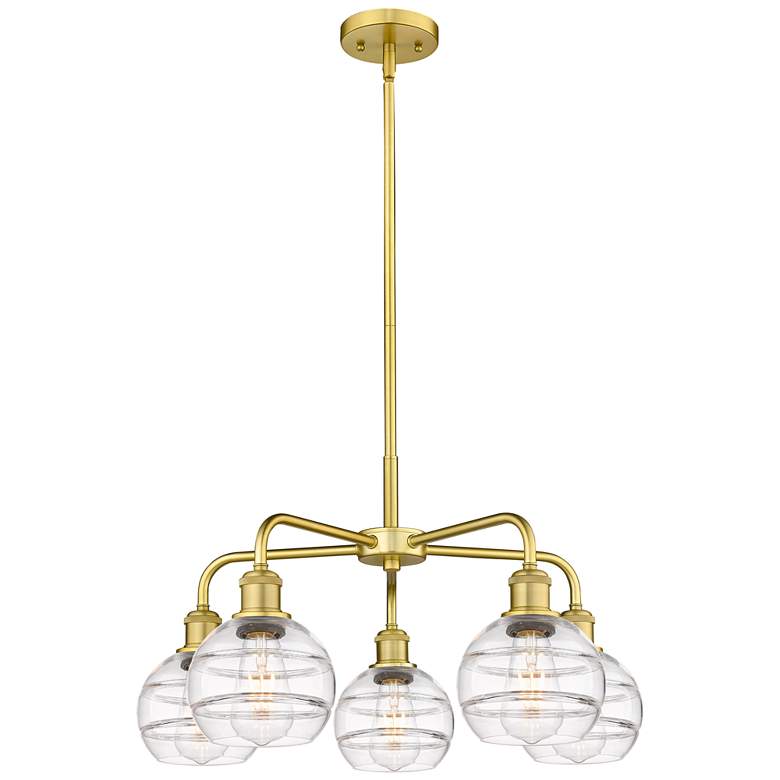 Image 1 Ballston Rochester 23.88"W 5-Light Gold Stem Chandelier w/ Clear Shade