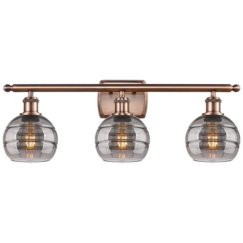 Image 1 Ballston Rochester 25.88"W 3 Light Copper Bath Light w/ 6" Smoke