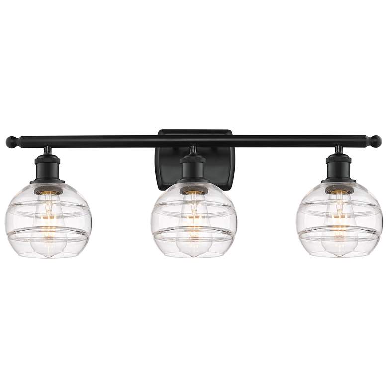 Image 1 Ballston Rochester 25.88"W 3 Light Matte Black Bath Light w/ 6" C