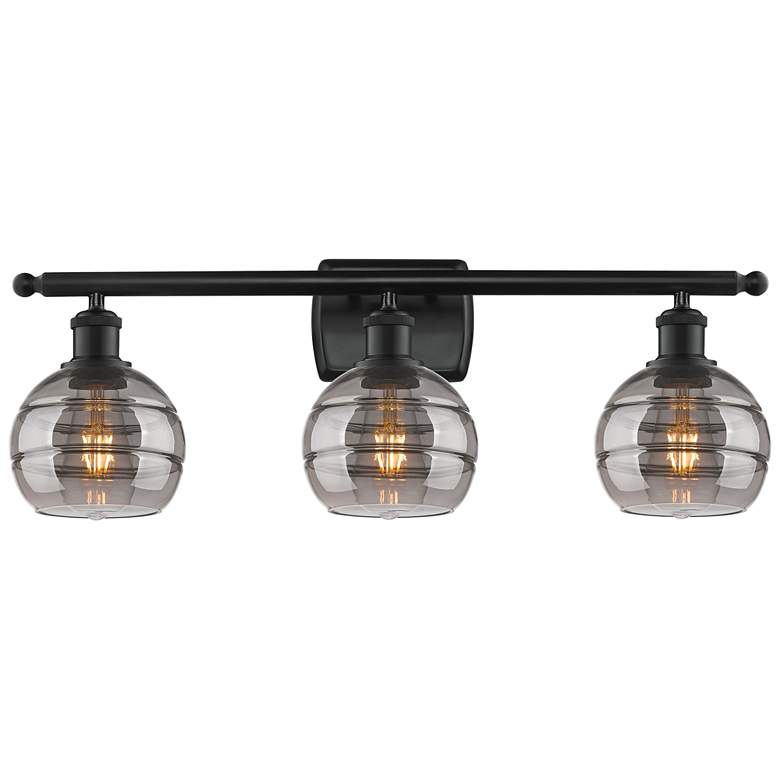 Image 1 Ballston Rochester 25.88"W 3 Light Matte Black Bath Light w/ 6" S