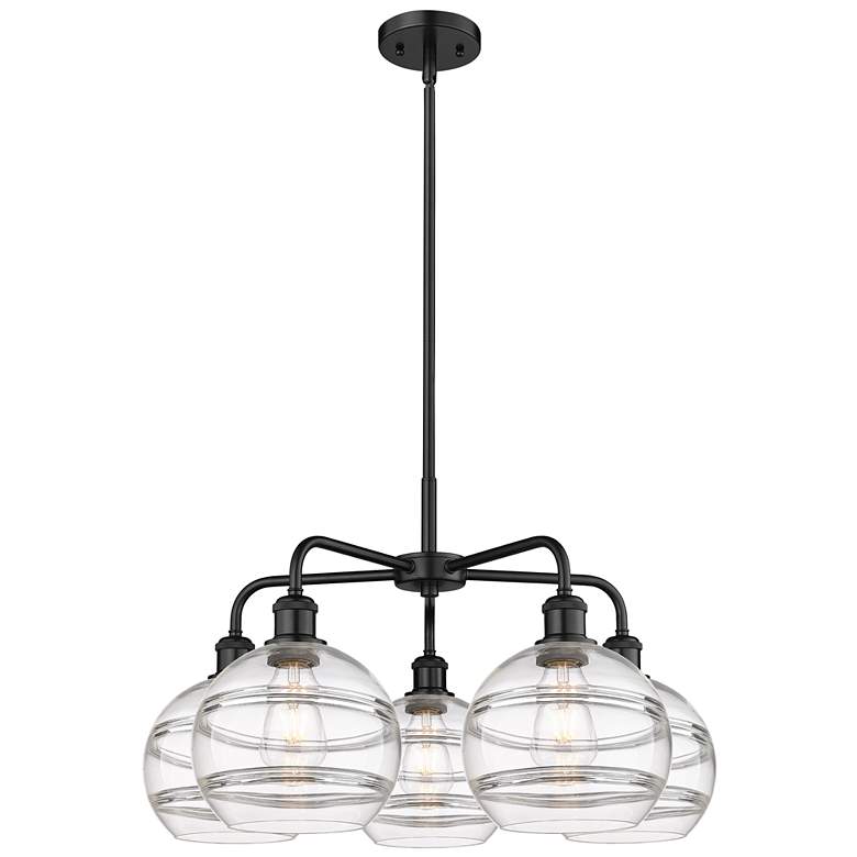 Image 1 Ballston Rochester 26"W 5-Light Black Stem Chandelier w/ Clear Shade