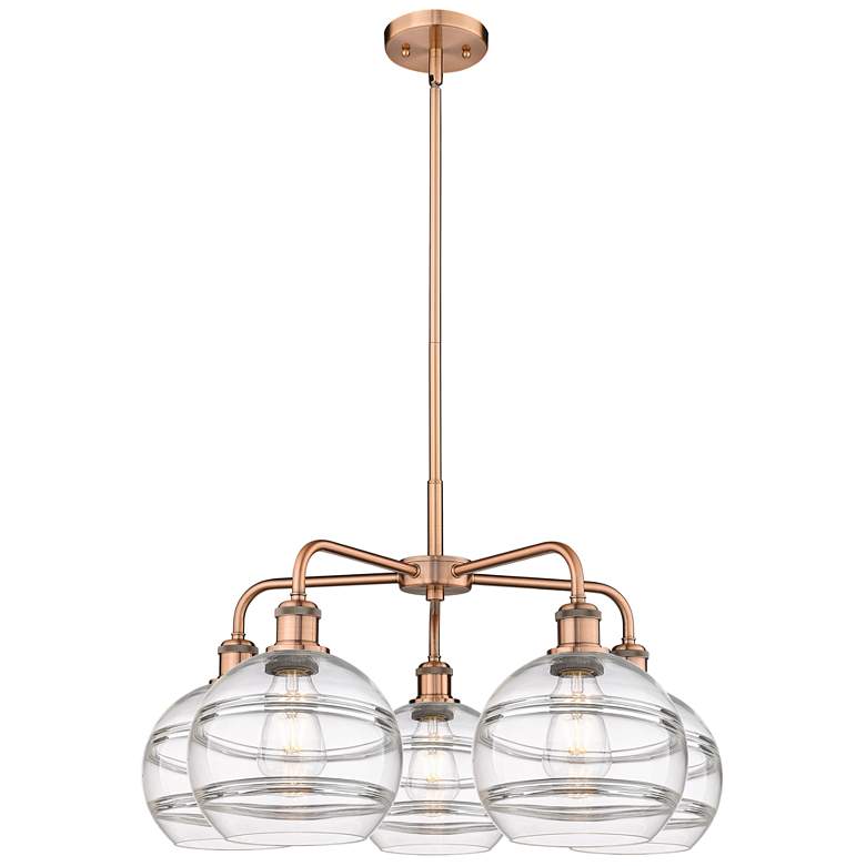 Image 1 Ballston Rochester 26"W 5-Light Copper Stem Chandelier w/ Clear Shade