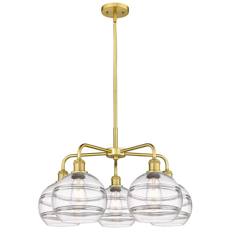 Image 1 Ballston Rochester 26"W 5-Light Gold Stem Chandelier w/ Clear Shade