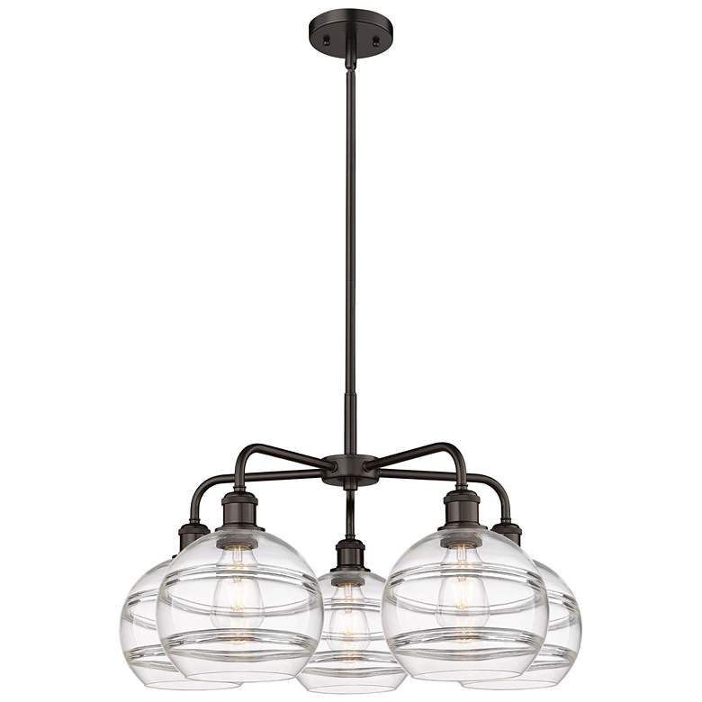 Image 1 Ballston Rochester 26"W 5-Light Oiled Bronze Stem Chandelier w/ Clear