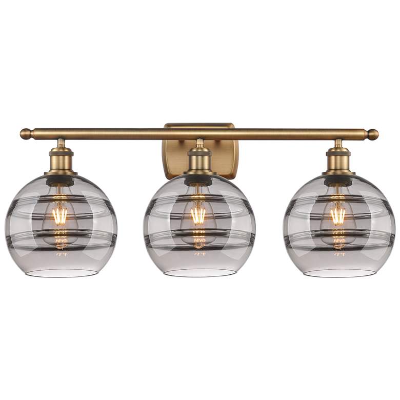 Image 1 Ballston Rochester 28"W 3 Light Brushed Brass Bath Light w/ 8" Sm