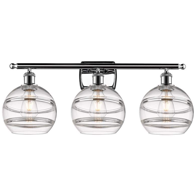 Image 1 Ballston Rochester 28"W 3 Light Chrome Bath Light w/ 8" Clear Sha