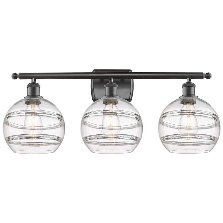 Image 1 Ballston Rochester 28"W 3 Light Oiled Bronze Bath Light w/ 8" Cle