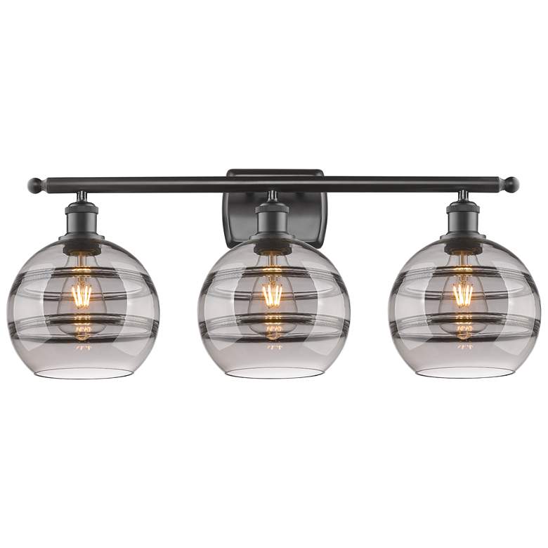 Image 1 Ballston Rochester 28"W 3 Light Oiled Bronze Bath Light w/ 8" Smo