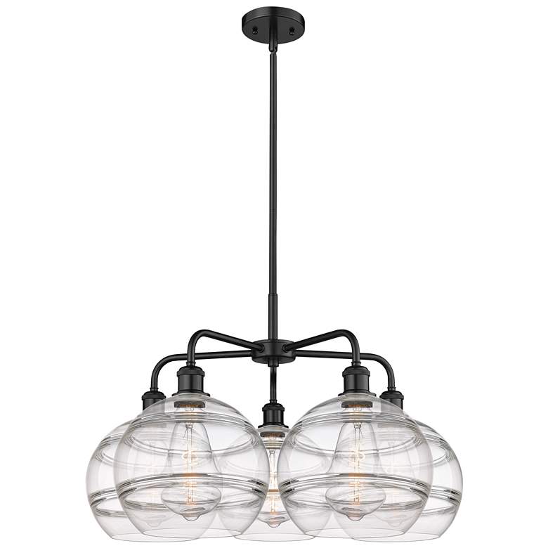 Image 1 Ballston Rochester 28"W 5-Light Black Stem Chandelier w/ Clear Shade