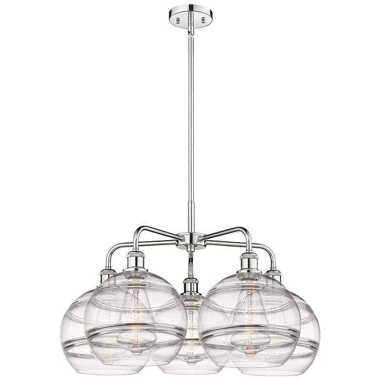 Image 1 Ballston Rochester 28"W 5-Light Chrome Stem Chandelier w/ Clear Shade