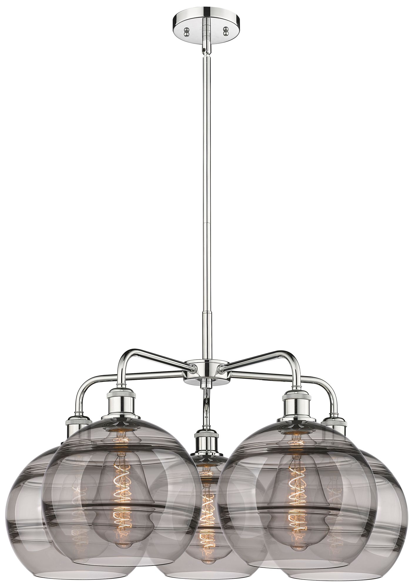 Ballston Rochester 28"W 5-Light Chrome Stem Chandelier w/ Smoke Shade