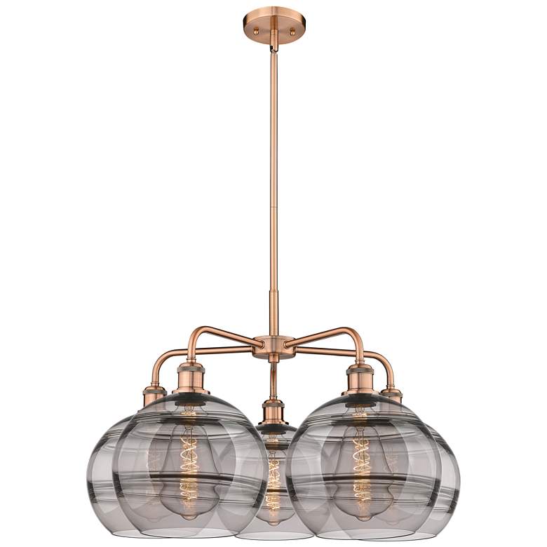 Image 1 Ballston Rochester 28"W 5-Light Copper Stem Chandelier w/ Smoke Shade