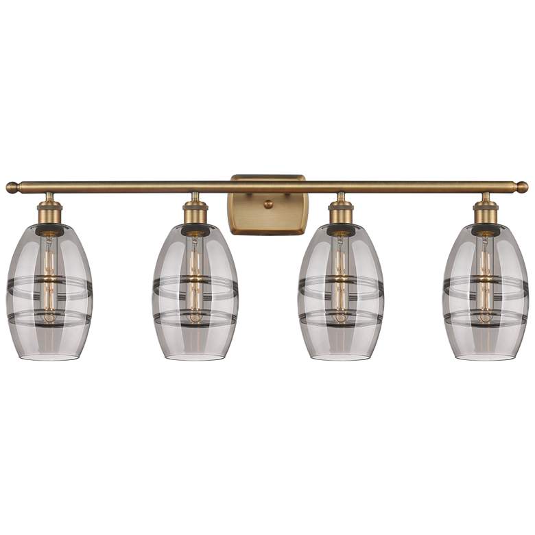 Image 1 Ballston Rochester 28"W 5-Light Gold Stem Chandelier w/ Smoke Shade