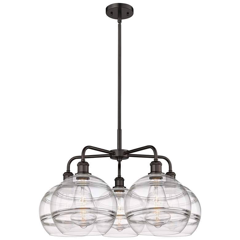 Image 1 Ballston Rochester 28"W 5-Light Oiled Bronze Stem Chandelier w/ Clear