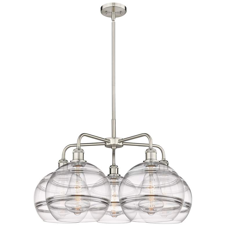 Image 1 Ballston Rochester 28"W 5-Light Satin Nickel Stem Chandelier w/ Clear