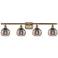Ballston Rochester 35.88"W 4-Light Antique Brass Bath Light w/ Smoke S