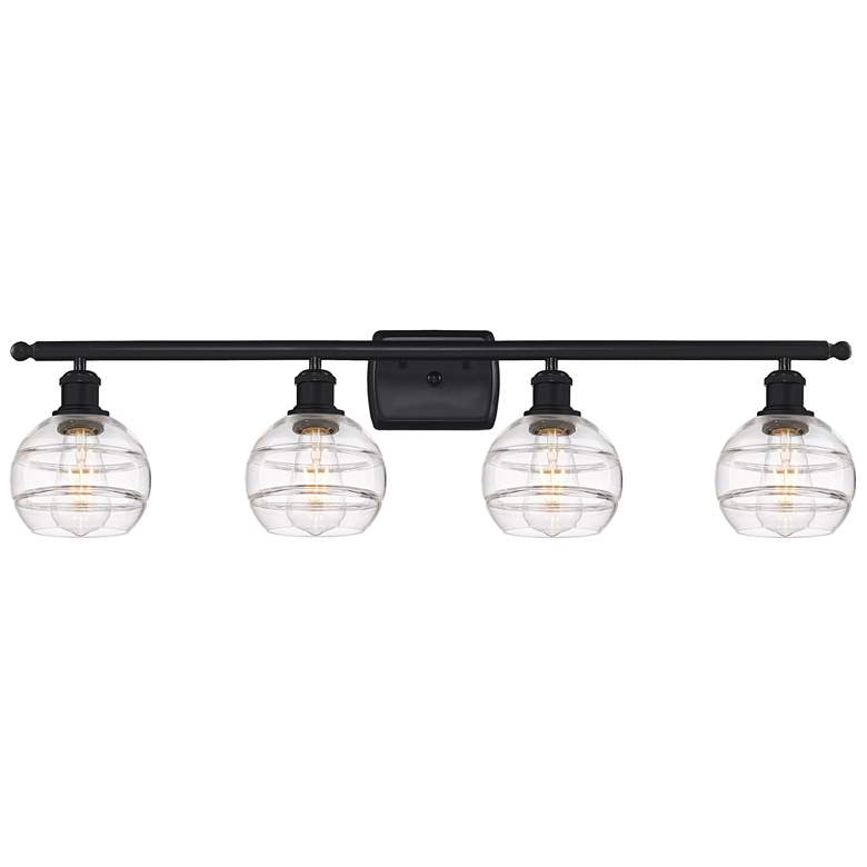 Image 1 Ballston Rochester 35.88"W 4-Light Black Bath Vanity Light w/ Clear Sh