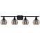 Ballston Rochester 35.88"W 4-Light Black Bath Vanity Light w/ Smoke Sh
