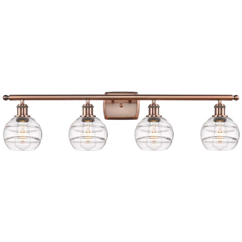 Image 1 Ballston Rochester 35.88"W 4-Light Copper Bath Vanity Light w/ Clear S