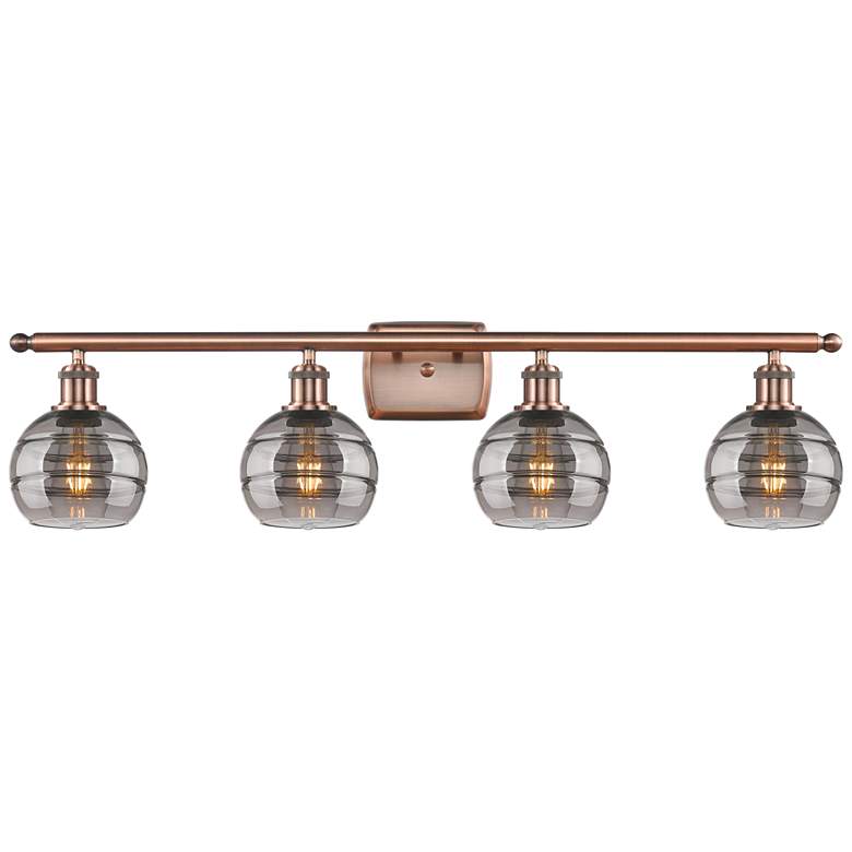 Image 1 Ballston Rochester 35.88"W 4-Light Copper Bath Vanity Light w/ Smoke S