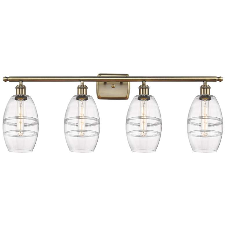 Image 1 Ballston Rochester 35.88"W 4-Light Gold Bath Vanity Light w/ Clear Sha