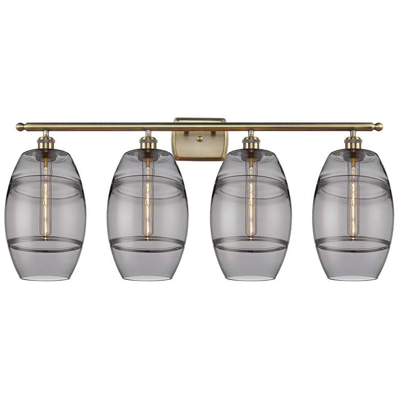 Image 1 Ballston Rochester 35.88"W 4-Light Satin Nickel Bath Light w/ Clear Sh