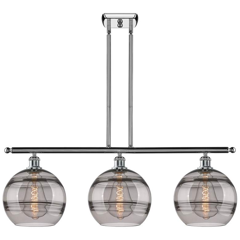 Image 1 Ballston Rochester 36.5"W 3-Light Chrome Stem Island Light w/ Smoke Sh