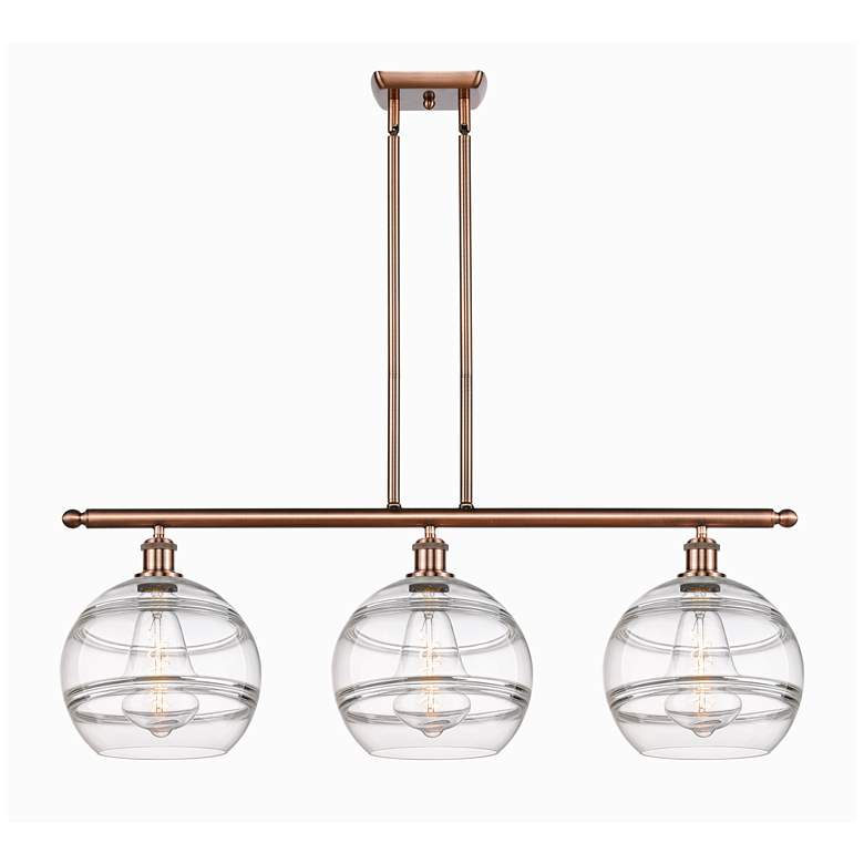 Image 1 Ballston Rochester 36.5"W 3-Light Copper Stem Island Light w/ Clear Sh