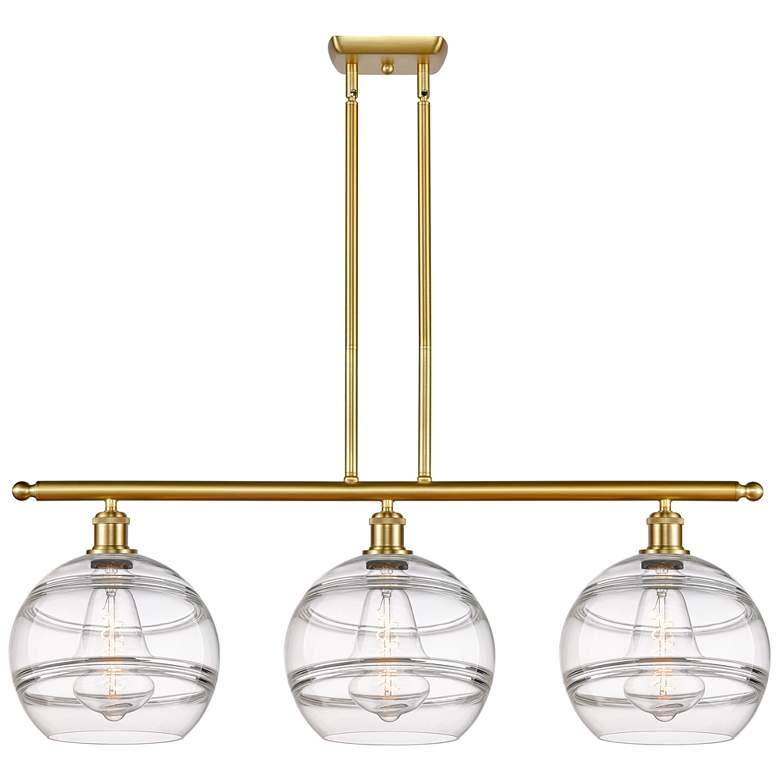 Image 1 Ballston Rochester 36.5"W 3-Light Gold Stem Island Light w/ Clear Shad