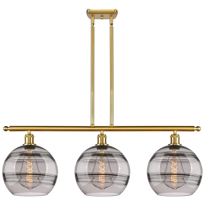 Image 1 Ballston Rochester 36.5"W 3-Light Gold Stem Island Light w/ Smoke Shad