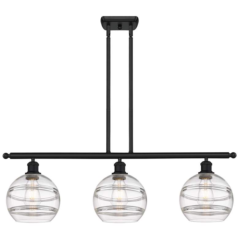 Image 1 Ballston Rochester 36"W 3-Light Black Stem Island Light w/ 8" Cle