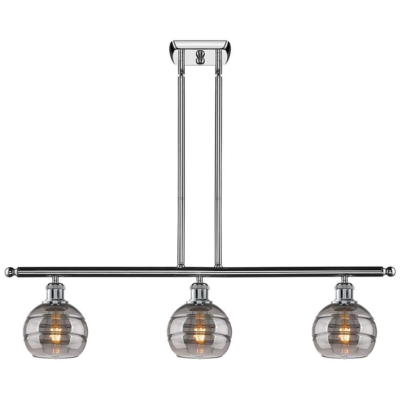 Image 1 Ballston Rochester 36"W 3-Light Chrome Stem Island Light w/ 6" Sm