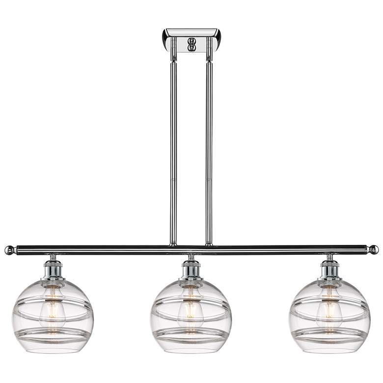Image 1 Ballston Rochester 36"W 3-Light Chrome Stem Island Light w/ 8" Cl