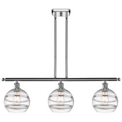 Ballston Rochester 36"W 3-Light Chrome Stem Island Light w/ 8" Cl