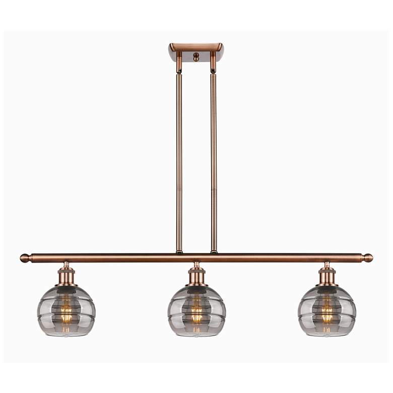 Image 1 Ballston Rochester 36"W 3-Light Copper Stem Island Light w/ 6" Sm