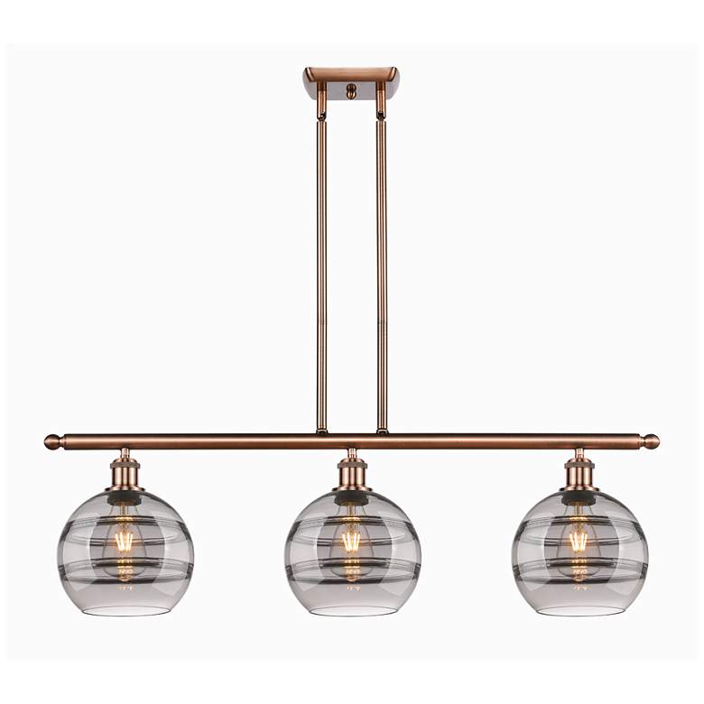 Image 1 Ballston Rochester 36"W 3-Light Copper Stem Island Light w/ 8" Sm