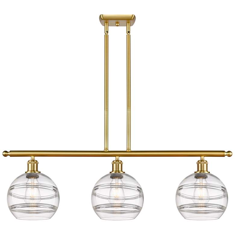 Image 1 Ballston Rochester 36"W 3-Light Gold Stem Island Light w/ 8" Clea