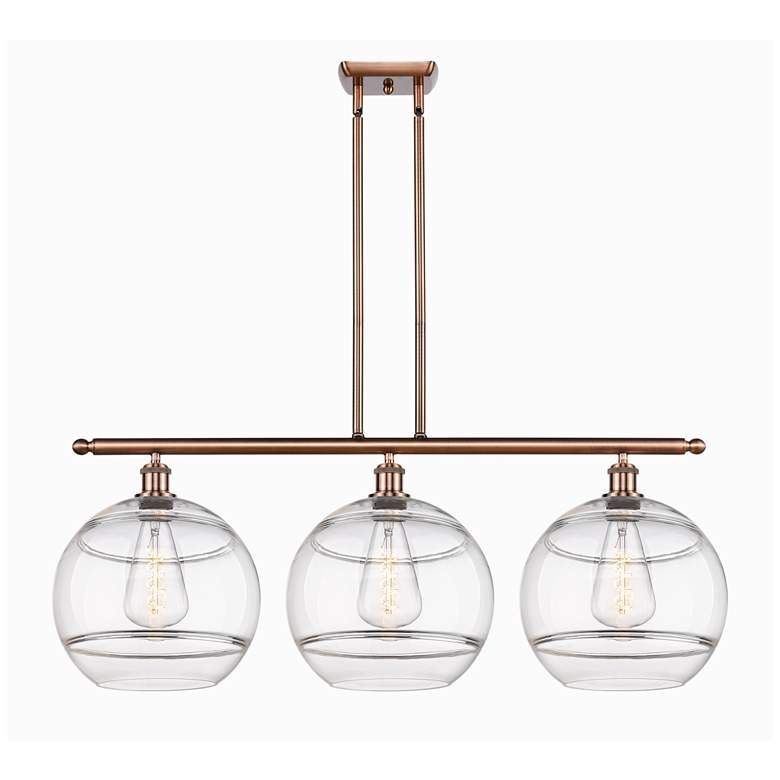 Image 1 Ballston Rochester 38.5"W 3-Light Copper Stem Island Light w/ Clear Sh