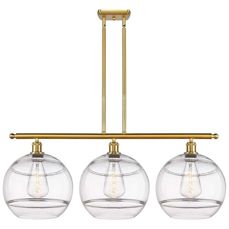 Image 1 Ballston Rochester 38.5"W 3-Light Gold Stem Island Light w/ Clear Shad