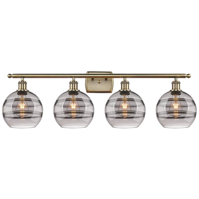 Image 1 Ballston Rochester 38"W 4-Light Polished Nickel Bath Light w/ Clear Sh