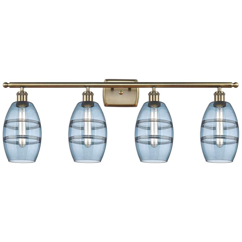 Image 1 Ballston Rochester 38"W 4-Light Polished Nickel Bath Light w/ Smoke Sh