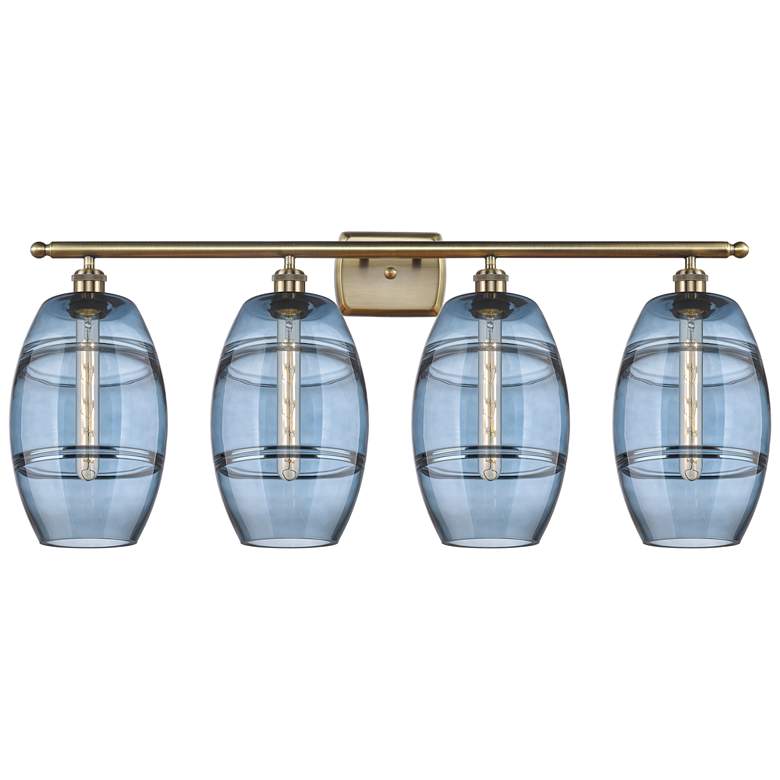 Image 1 Ballston Rochester 38"W 4-Light Satin Gold Bath Vanity Light w/ Clear