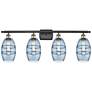 Ballston Rochester 4-Light Black Vanity Light w/ Blue Shade