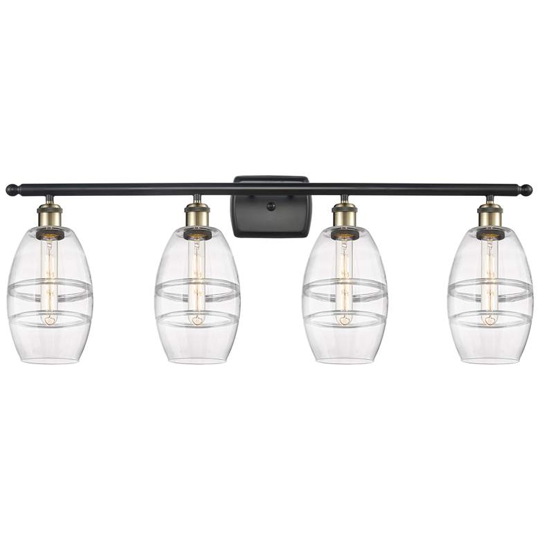 Image 1 Ballston Rochester 4-Light Black Vanity Light w/ Clear Shade