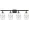 Ballston Rochester 4-Light Black Vanity Light w/ Clear Shade
