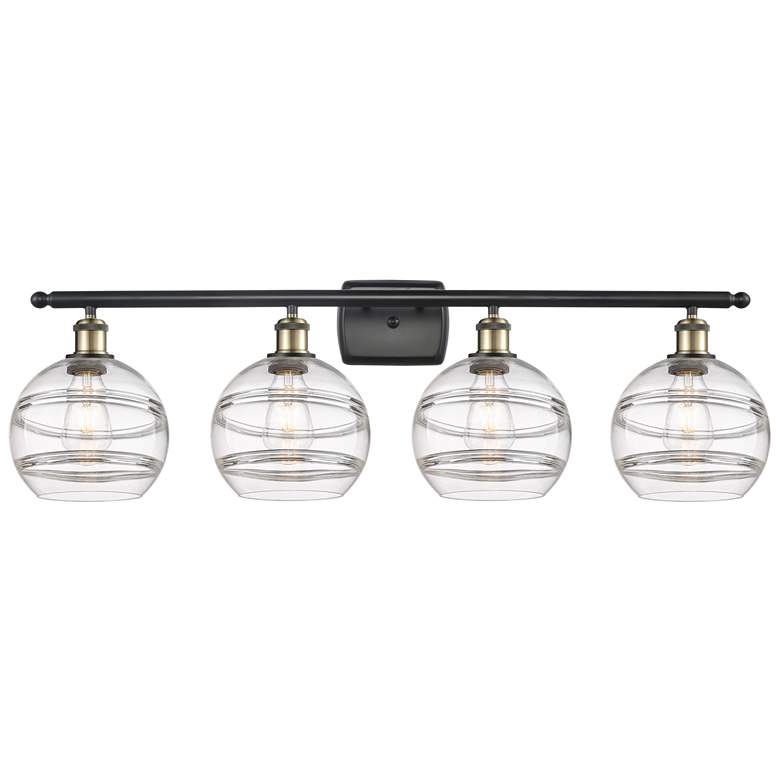 Image 1 Ballston Rochester 4-Light Black Vanity Light w/ Smoke Shade