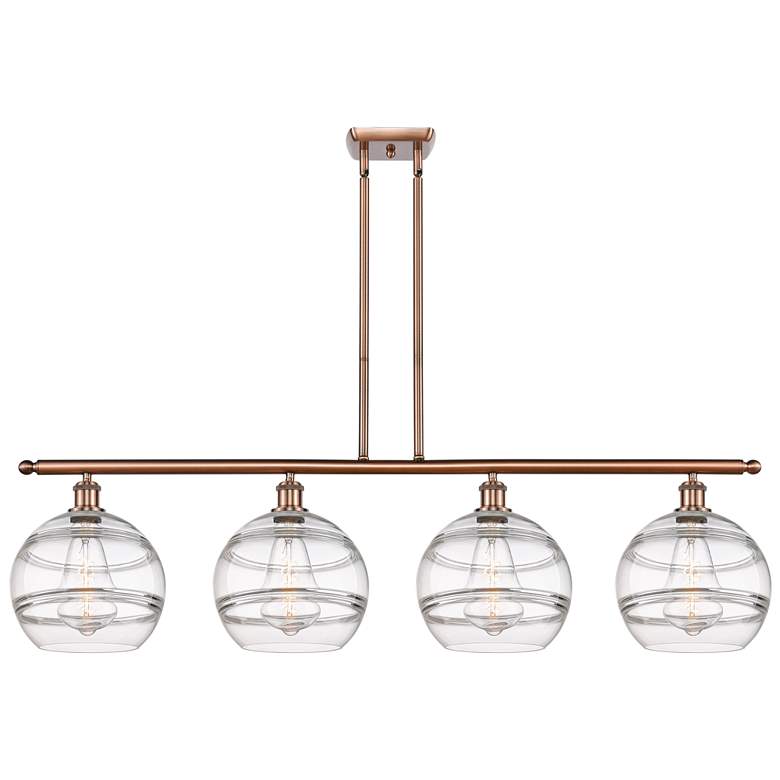 Image 1 Ballston Rochester 48.25"W 4-Light Copper Stem Island Light w/ Clear S
